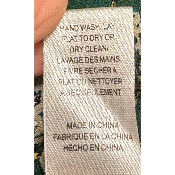 ALLISON NEW YORK Emerald Green Floral Print Tassel Tie Blouse, Sz S - Picture 11 of 12